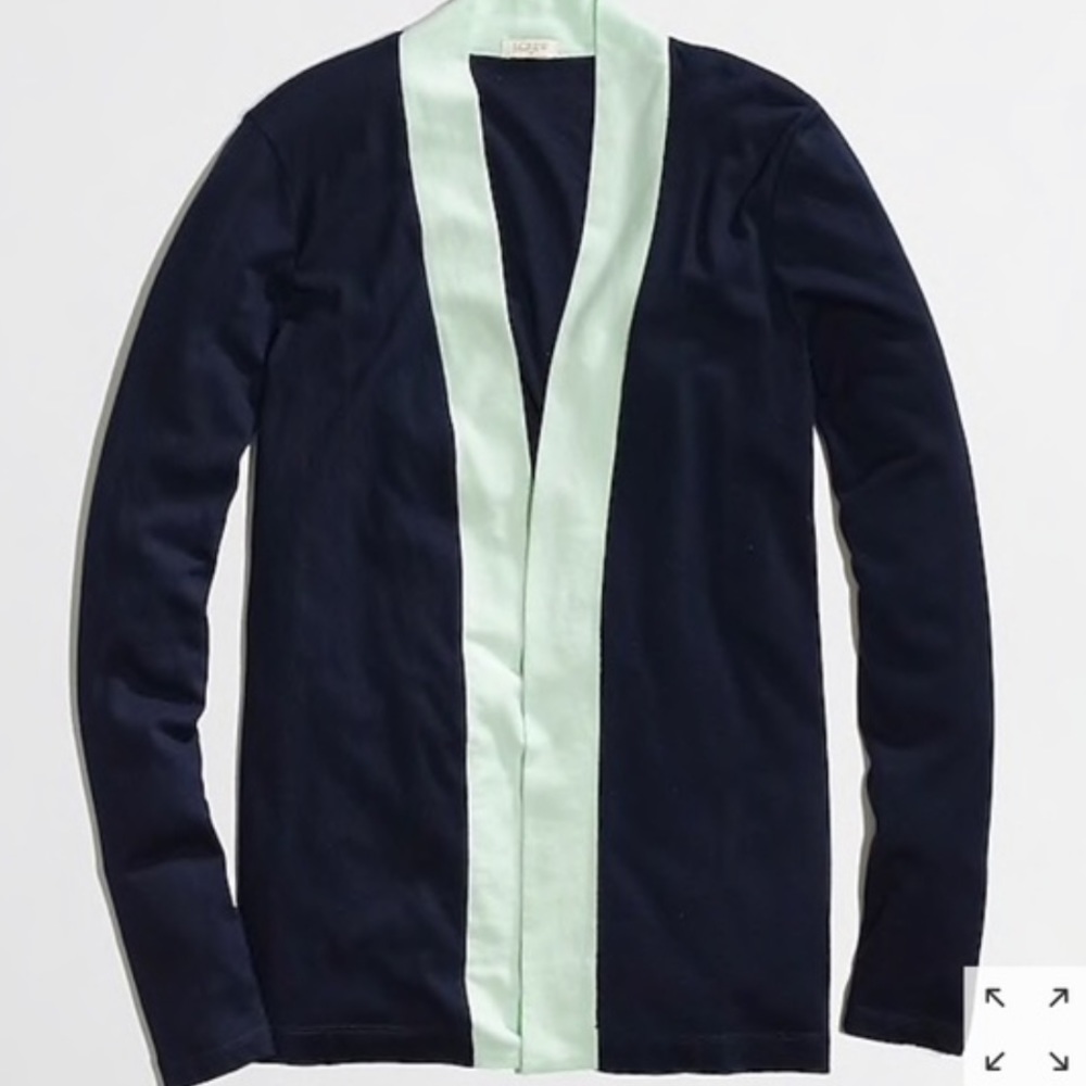 J. Crew Always Cardigan in Navy/Mint Colorblock